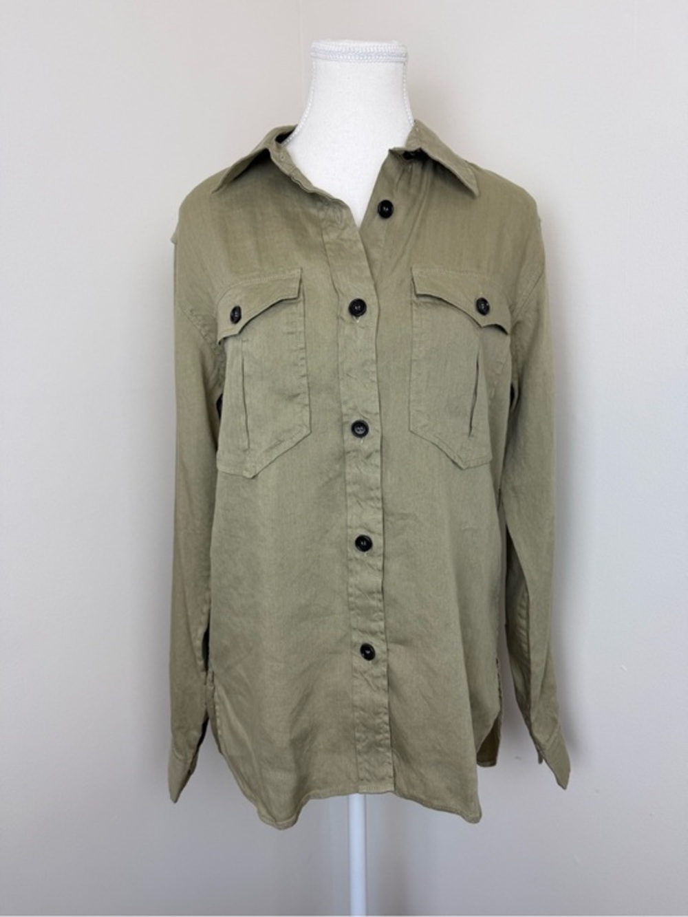 Isabel Marant Etoile Linen Blend Button Down Shirt Green Size 40 (Large)